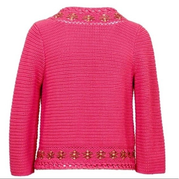 Cynthia Steffe Pink Embellished Cotton Cardigan Size L - Picture 2 of 8